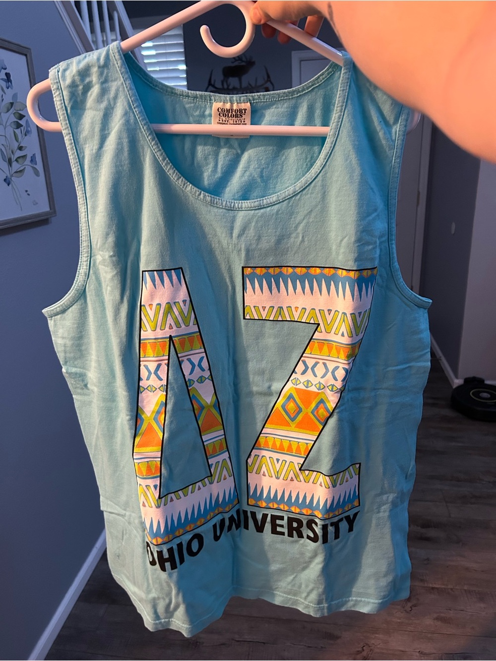 Comfort Colors Aqua Ohio University Aztec Print Muscle Tank